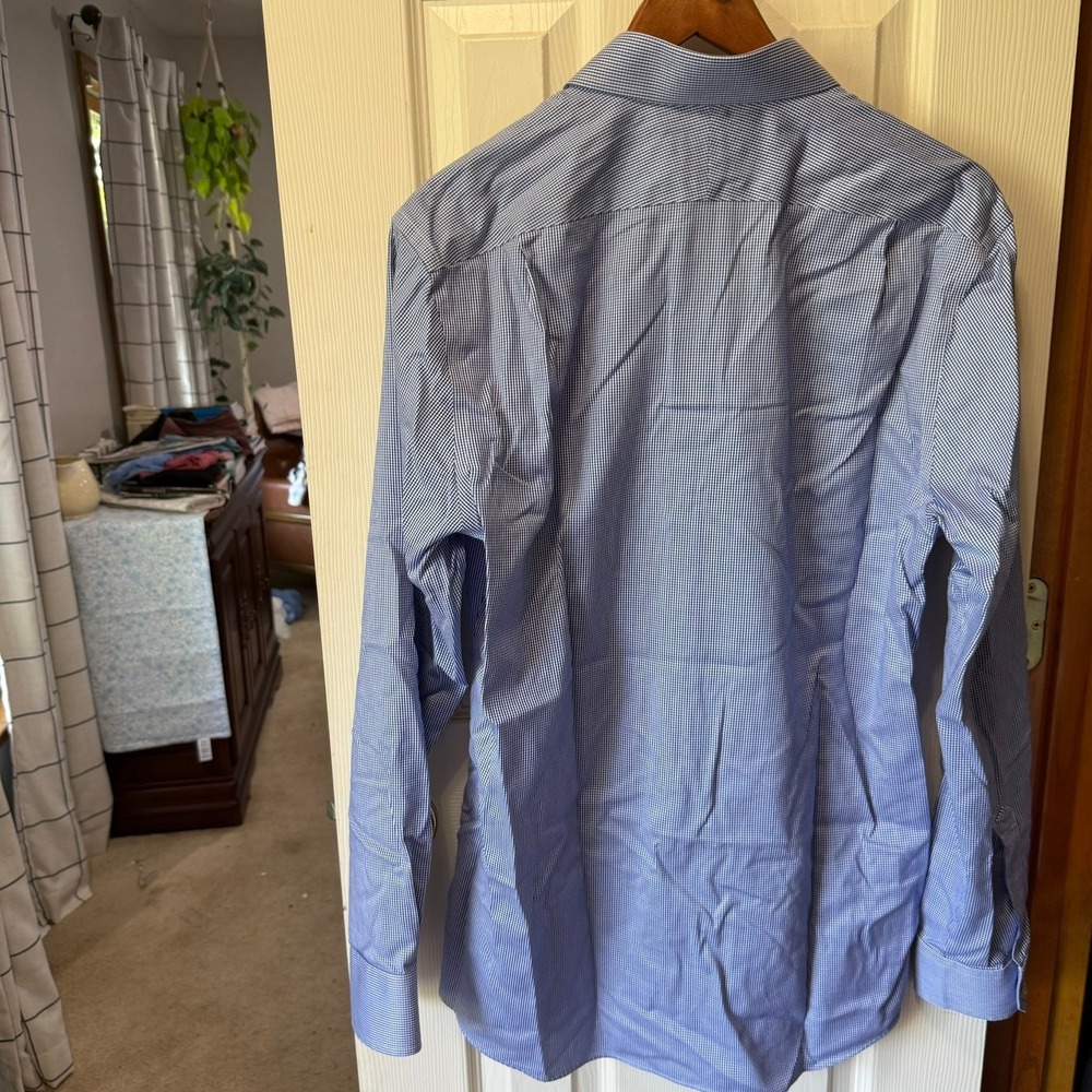 Charles Tyrwhitt Mens Dress Shirt Size 16/41 Royal Blue Puppytooth Twill - Picture 13 of 13